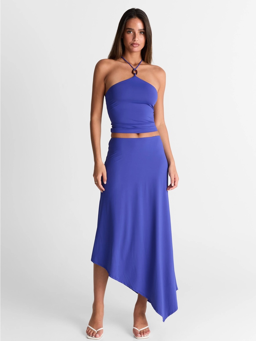 Asymmetric Midi Skirt in Royal Blue
